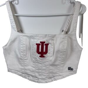 Hype & Vice Indiana Hossiers Women Corset Top White with Logo In Red size M